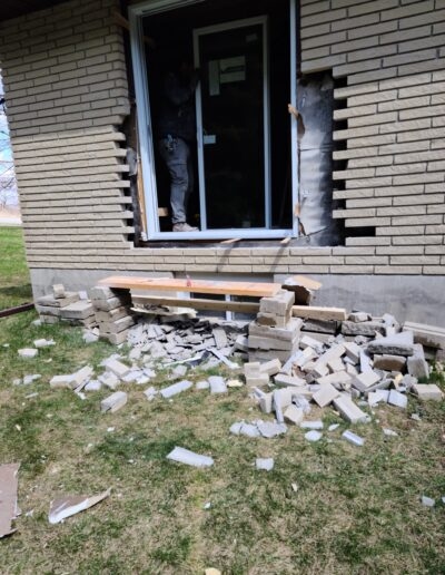 window to door conversion with exterior brick installation niagara and hamiton